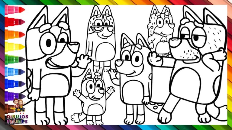 8 plantillas para colorear de la serie Bluey en honor a los abuelos