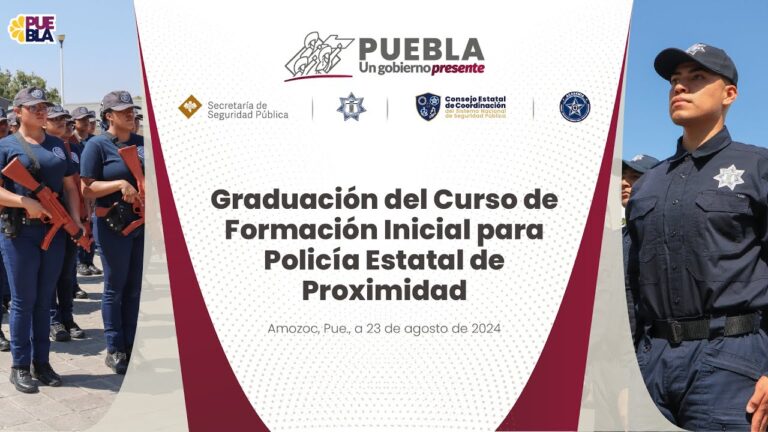 Graduación de 170 policías de la Academia de Formación Policial Puebla, liderada por Sergio Salomón Céspedes